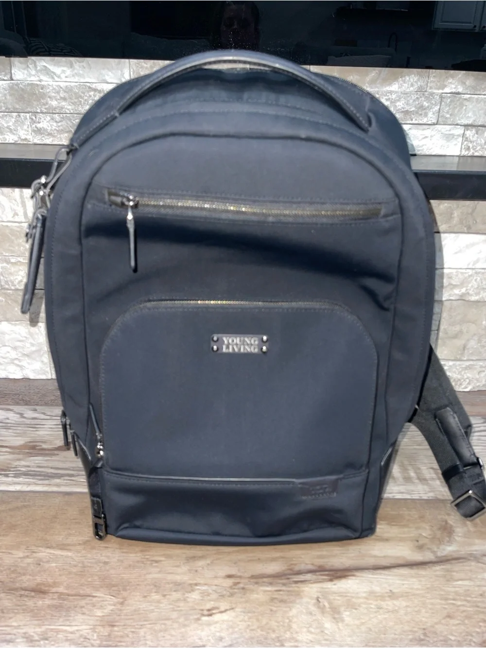 Tumi Harrison Warren Backpack Black Leather/Nylon Unisex. Branded